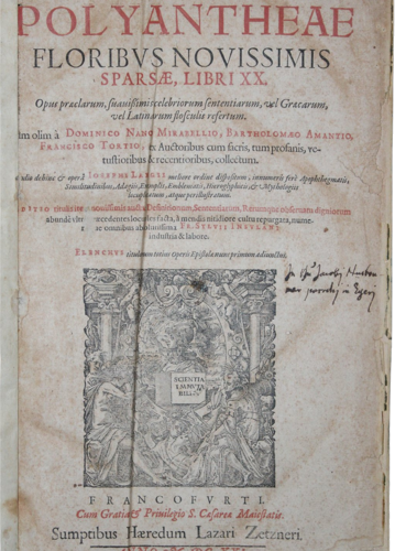 Antikvarinė knyga „Florilegii Magni Seu Polyantheae... Libri XX“, 36,5 x 22 cm, 1621 m., Vokietija (1)