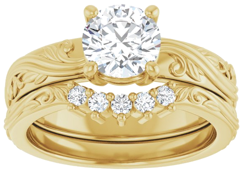 Sužadėtuvių Žiedas „Solitaire Sculptural“ 14k yellow gold Round 6.5mm (8)