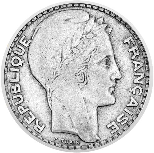 10 franči Francija (1870–1941) sudraba monēta (2)