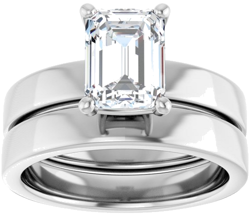 Sužadėtuvių Žiedas „Solitaire“ 14k white gold Emerald 8mm x 6mm (8)