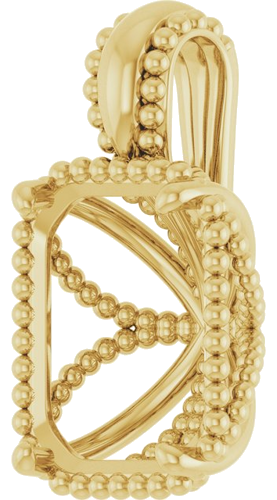Pakabukas „Beaded“ 14k yellow gold Emerald 11mm x 9mm (2)