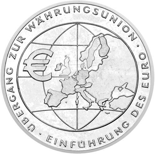 10 eurų Euro įvedimas 2002 Vokietija sidabrinė moneta (1)