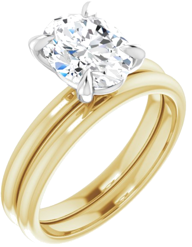 Sužadėtuvių Žiedas „Solitaire“ 750 Baltojo Ir Geltonojo Aukso Oval 9mm x 7mm (6)