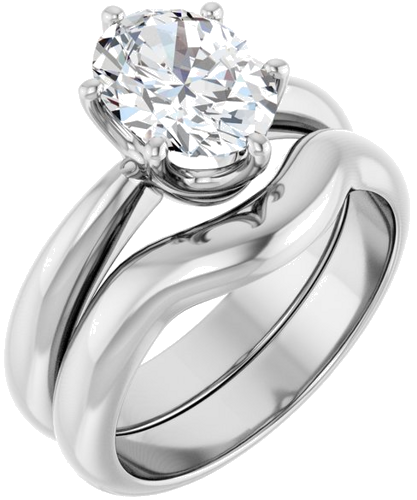 Sužadėtuvių Žiedas „Solitaire Crown-Inspired“ 14k white gold Oval 9mm x 7mm (6)