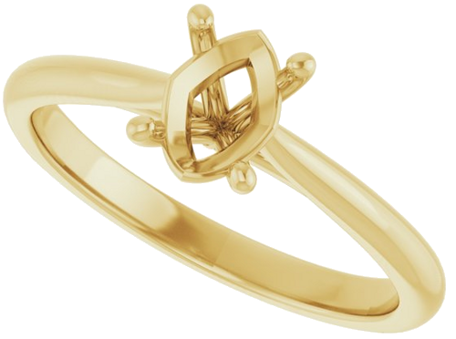 14K Yellow 7x5 mm Oval Solitaire Engagement Ring Mounting (5)