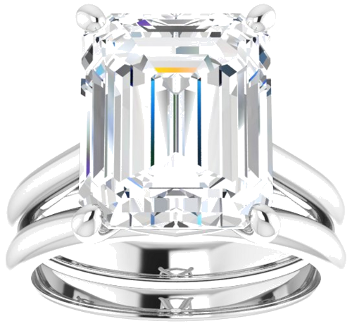 Sužadėtuvių Žiedas „Solitaire“ 14k white gold Emerald 12mm x 10mm (8)