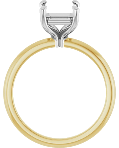 14K Yellow White 9x7 mm Emerald Solitaire Engagement Ring Mounting (2)