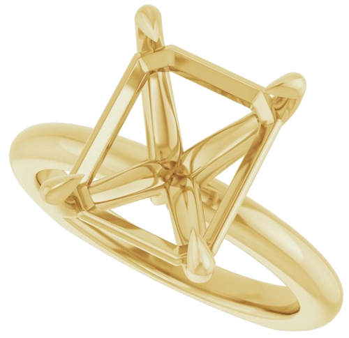 Sužadėtuvių Žiedas „Claw-Prong Euro Shank“ 14k yellow gold Emerald 11mm x 9mm (5)