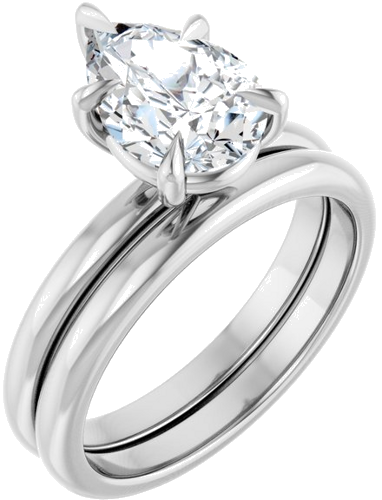 Sužadėtuvių Žiedas „Solitaire“ 585 Baltojo Aukso Pear Shape 10mm x 7mm (6)