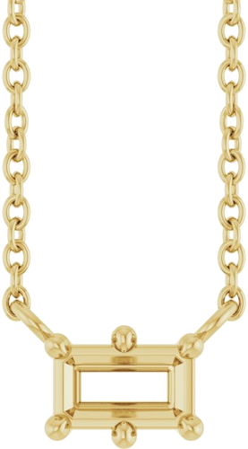 14K Yellow 5x3 mm Emerald 6-Prong Solitaire 18  Necklace Mounting (1)