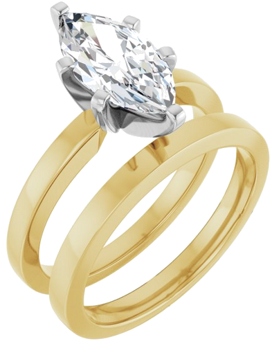 Sužadėtuvių Žiedas „Solitaire“ 14k yellow/white gold Marquise 12mm x 6mm (6)