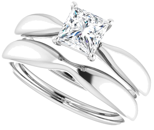 Sužadėtuvių Žiedas „Solitaire“ 585 Baltojo Aukso Square 5mm (10)