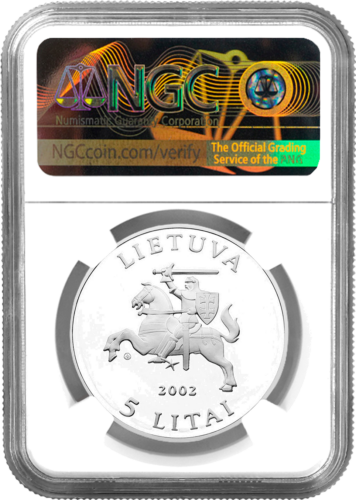 2002 Flaming Owl Lithuania 50 Litas Silver Coin PF 69 ULTRA CAMEO (2)