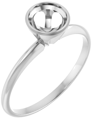 Sužadėtuvių Žiedas „Bezel-Set Solitaire“ 14k white gold Round 5.8mm (1)