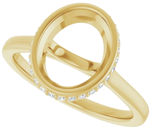 Sužadėtuvių Žiedas „Hidden Halo-Style“ 14k yellow gold Oval 10mm x 8mm (5)