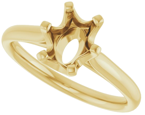 14K Yellow 8x6 mm Oval Solitaire Engagement Ring Mounting (5)