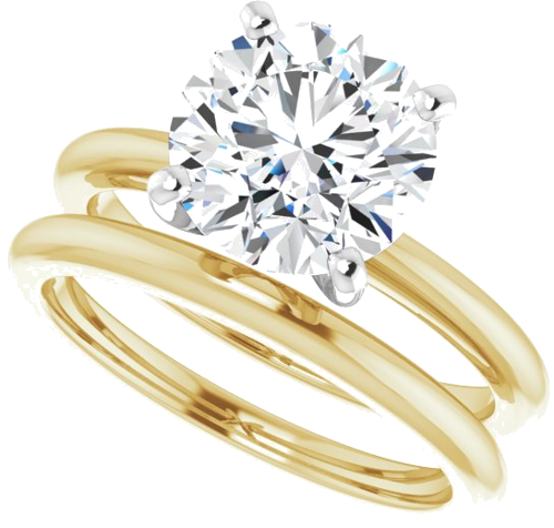 Sužadėtuvių Žiedas „Solitaire“ 585 Baltojo Ir Geltonojo Aukso Round 8.8mm (10)