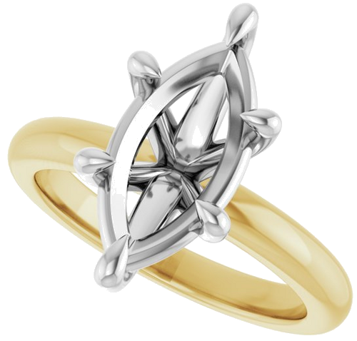 Sužadėtuvių Žiedas „Claw-Prong“ 14k yellow/white gold Marquise 14mm x 7mm (5)