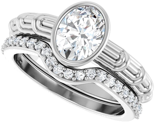 Sužadėtuvių Žiedas „Solitaire“ 585 Baltojo Aukso Oval 8mm x 6mm (10)