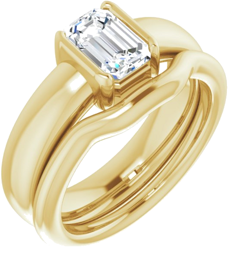 Sužadėtuvių Žiedas „Half-Bezel Solitaire“ 14k yellow gold Emerald 7mm x 5mm (6)
