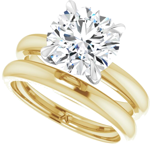 Sužadėtuvių Žiedas „Solitaire“ 585 Baltojo Ir Geltonojo Aukso Round 9mm (10)