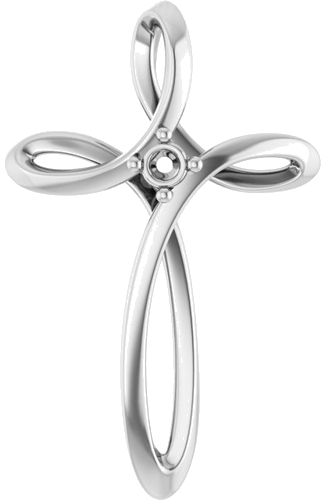 Pakabukas „Family Cross“ 14k white gold Round 2mm (1)