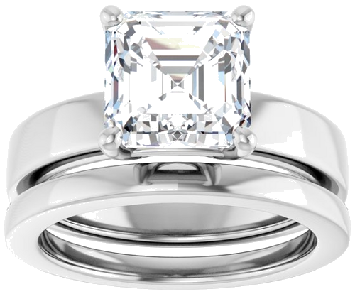 Sužadėtuvių Žiedas 10k white gold Asscher 8mm (8)