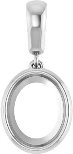Pakabukas „Bezel-Set Charm“ 10k white gold Oval 10mm x 8mm (1)