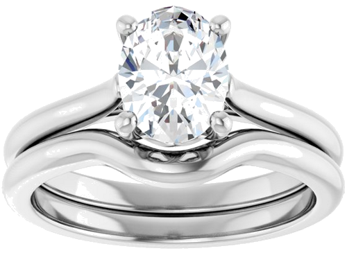 14K White 8x6 mm Oval Solitaire Engagement Ring Mounting (8)