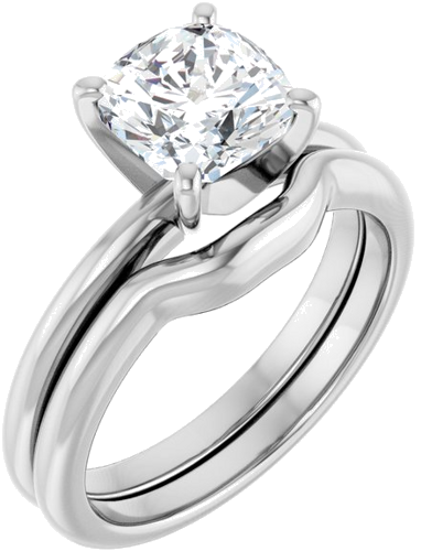 14K X1 White  7x7 mm Cushion Solitaire Engagement Ring Mounting (6)
