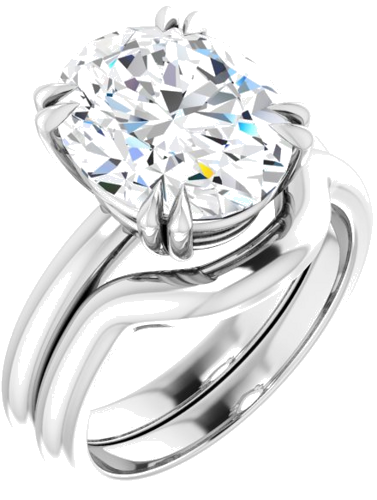Sužadėtuvių Žiedas „Double Claw-Prong Solitaire“ 14k white gold Oval 12mm x 10mm (6)