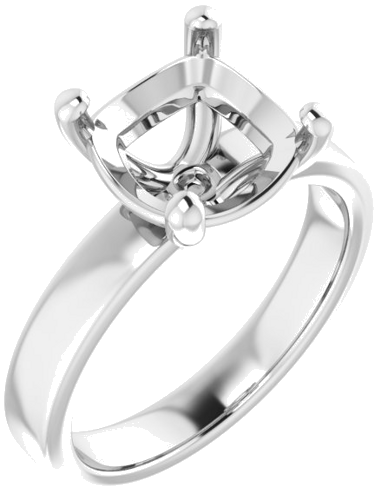 Sužadėtuvių Žiedas „Solitaire“ 14k white gold Cushion 9mm (1)