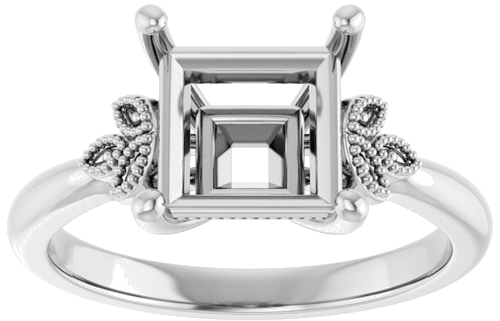 Sužadėtuvių Žiedas „Solitaire“ 14k white gold Square 7mm (3)