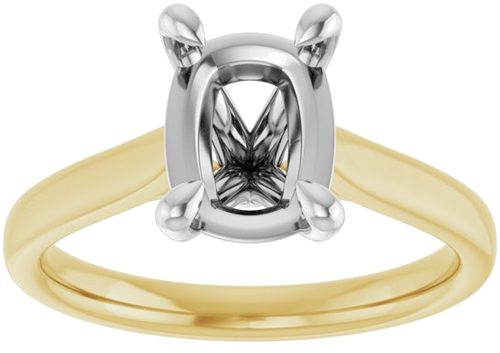 Sužadėtuvių Žiedas „Claw-Prong Solitaire“ 14k yellow/white gold Elongated Cushion 9mm x 7mm (3)