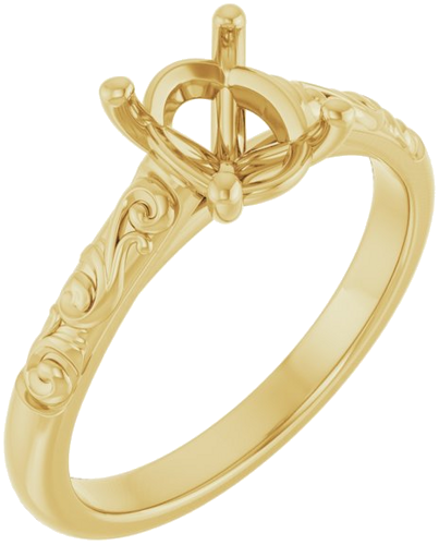 14K Yellow 8x6 mm Oval Solitaire Engagement Ring Mounting (1)