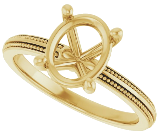 Sužadėtuvių Žiedas „Solitaire Milgrain“ 14k yellow gold Oval 9mm x 7mm (5)