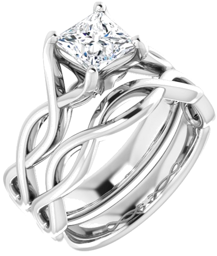 Sužadėtuvių Žiedas „Solitaire Rope“ 14k white gold Square 5.5mm (6)
