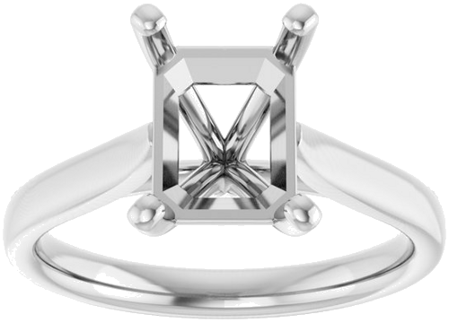 Platinum 9x7 mm Emerald Engagement Ring Mounting (3)