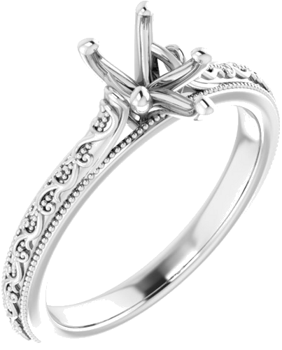 Sužadėtuvių Žiedas „Solitaire Sculptural“ 10k white gold Pear 8mm x 5mm (1)