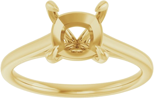 14K Yellow  7 mm Cushion Solitaire Engagement Ring Mounting (3)