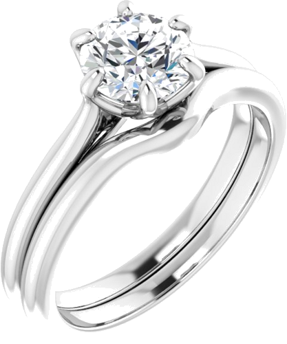 Sužadėtuvių Žiedas „Solitaire“ 14k white gold Round 6.5mm (6)