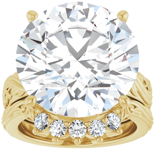 Sužadėtuvių Žiedas „Solitaire Sculptural“ 14k yellow gold Round 16mm (8)