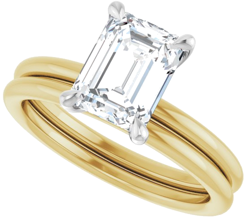 Sužadėtuvių Žiedas „Claw-Prong Solitaire“ 14k yellow/white gold Emerald 8mm x 6mm (10)