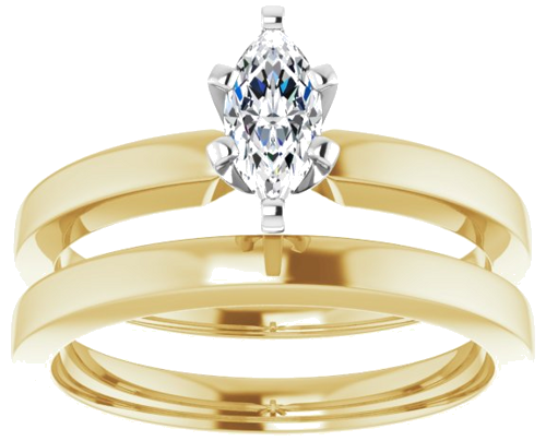 Sužadėtuvių Žiedas „Solitaire“ 14k yellow/white gold Marquise 7mm x 3.5mm (7)