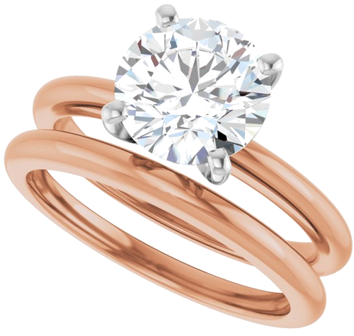 14K Rose   White  8 mm Round Solitaire Engagement Ring Mounting (10)