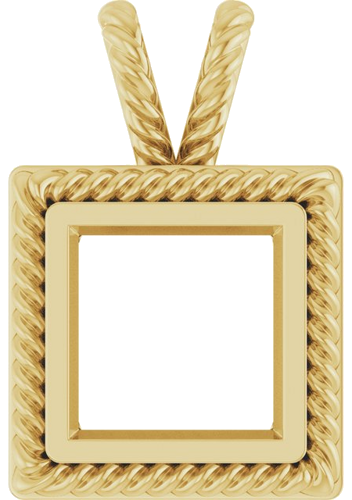 Pakabukas „Rope Bezel-Set Solitaire“ 10k yellow gold Square 8mm (1)