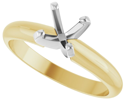 14K Yellow White 4.5x4.5 mm Square 4-Prong Light Solitaire Engagement Ring Mounting (5)