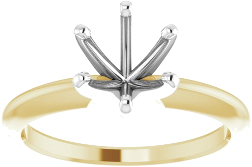 14K Yellow   White 6.6-7.2 mm Round 6-Prong Comfort-Fit Solitaire Ring Mounting (3)