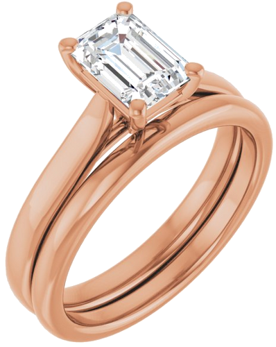 14K Rose 7x5 mm Emerald Engagement Ring Mounting (6)