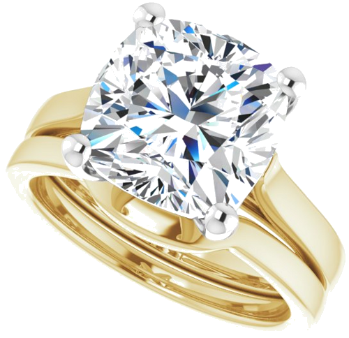 Sužadėtuvių Žiedas „Solitaire“ 585 Baltojo Ir Geltonojo Aukso Cushion 10mm (10)